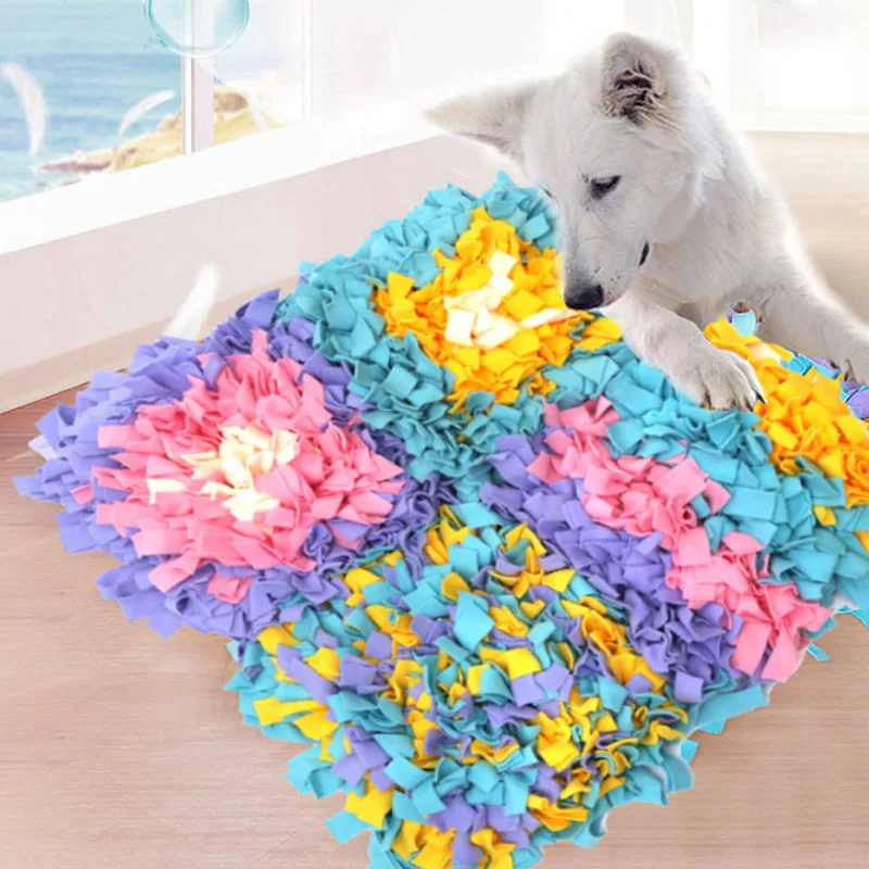 Puppy Dog Training Pad Sniffing Washable 45*45CM Spliced Pet Feeding Nosework Puzzle Snuffle Mat