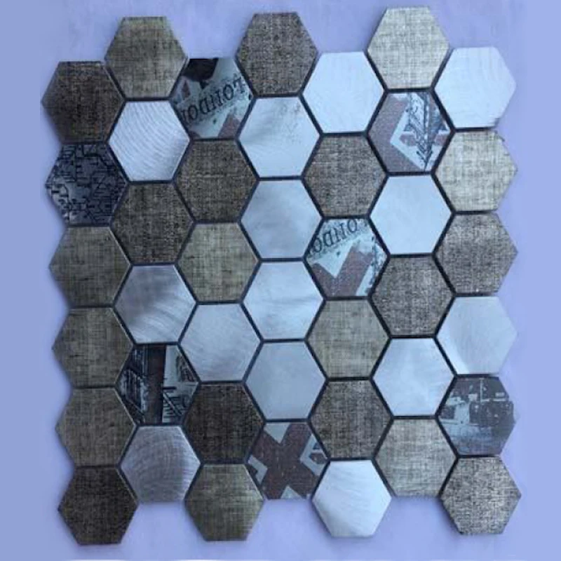 China Foshan Metal Mosaic Stainless Steel Wall Tiles  Peel and stick white metal mosaic tile Hexagon tile for Kitchen