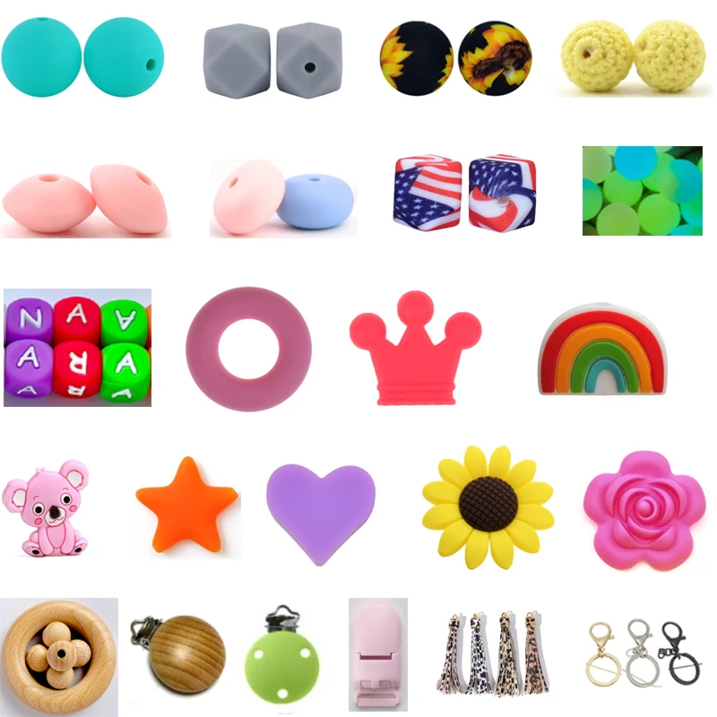 New Design Food Grade Cartoon Elephant Bee Bear Charms Diy Accessories 3d Silicone Focal Beads For Beaded Pen Making