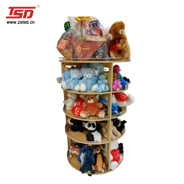 Custom freestanding 5 tier mdf wood round display table/shop display furniture/store tower display