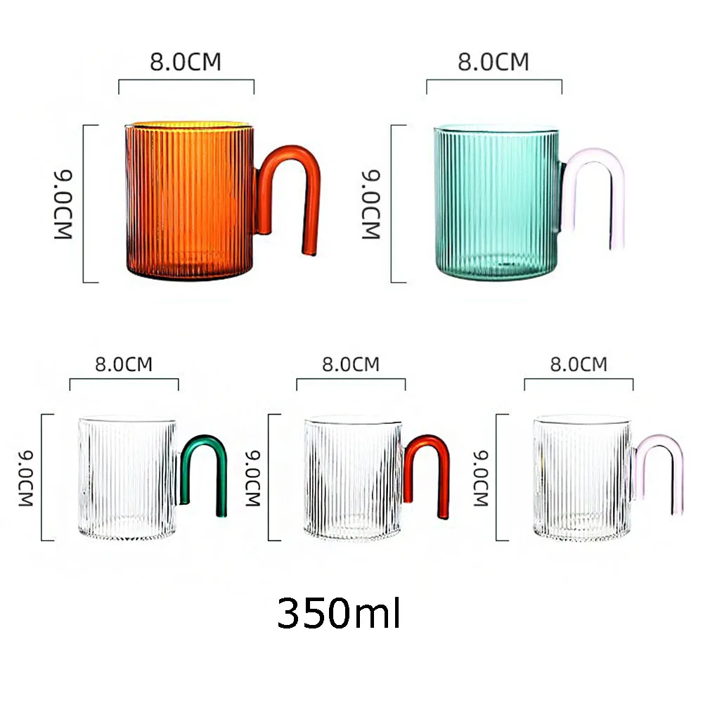 Wholesale 350ml Coffee Cups Reusable Heat Resistant Tinted Glass Cup Aesthetic Tea Cups Restaurant Glassware