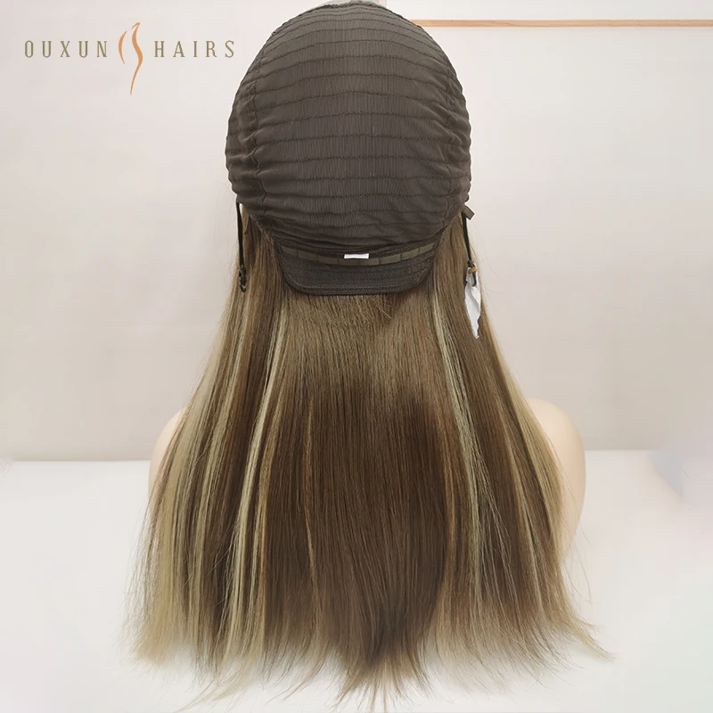 Raw Chinese Hair Vendor Bone Straight  Jewish Kosher Wigs with Lace Top  Front and Ashy Blonde Highlights