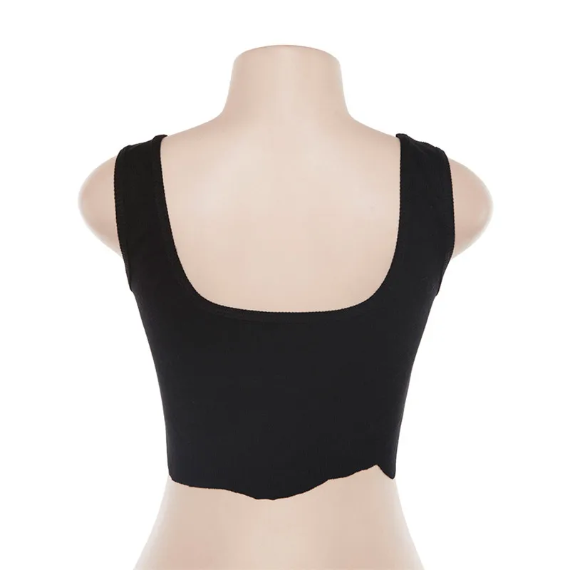 
2020 Dropshipping Pin Embroidery Letter Black Crop Summer Sexy Tops for Women Clubwear Gothic Punk Ripped Tank Tops 