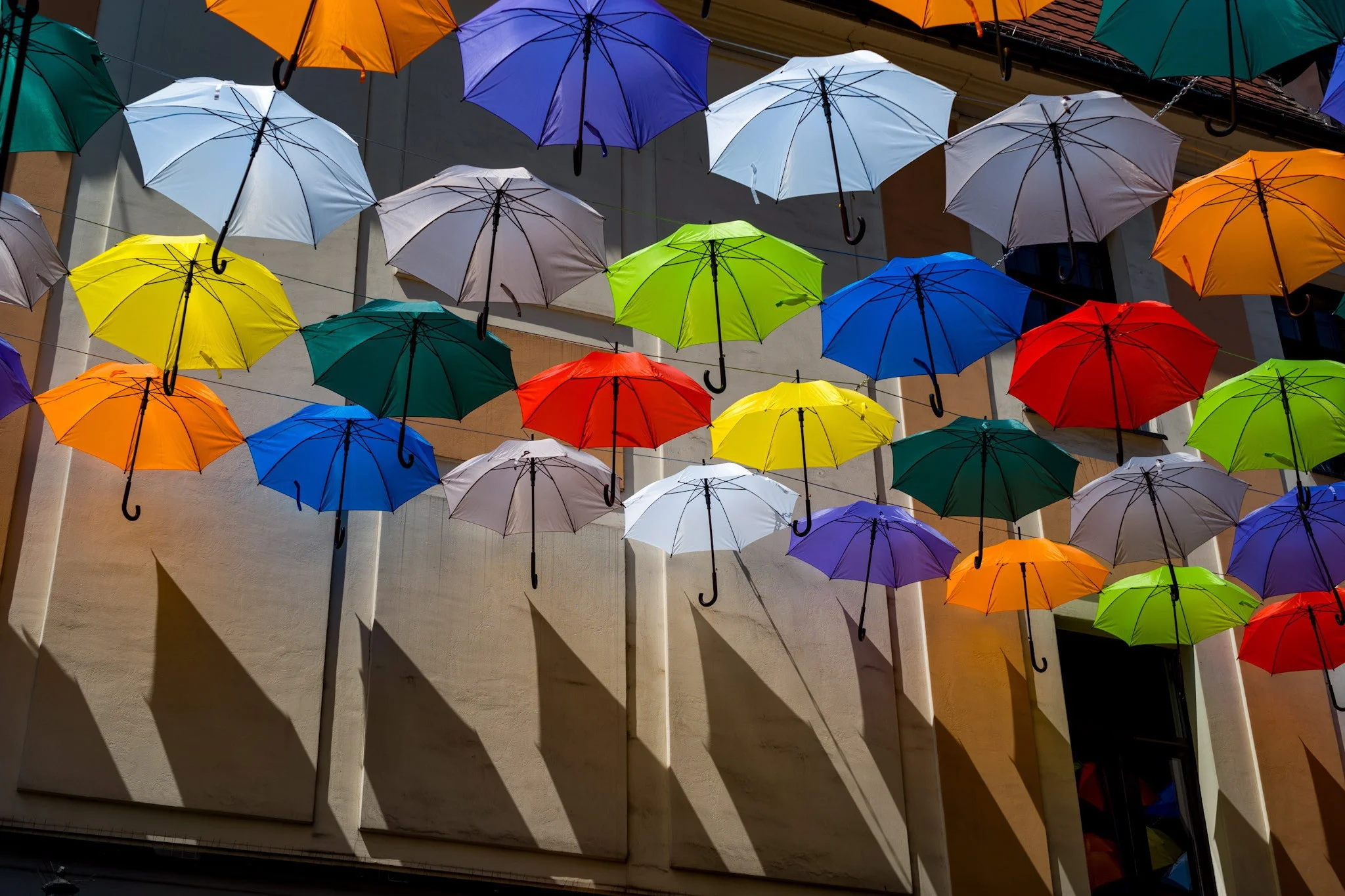 Sunday  Auto open straight stick colorful street umbrella for street decoration