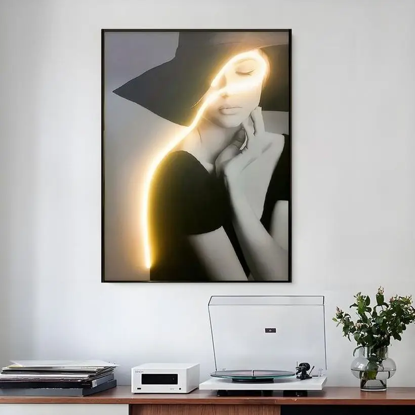 high-quality Wall Painting Led Light Portraits Painting Entrance Decorative Illuminating Picture Wall Art
