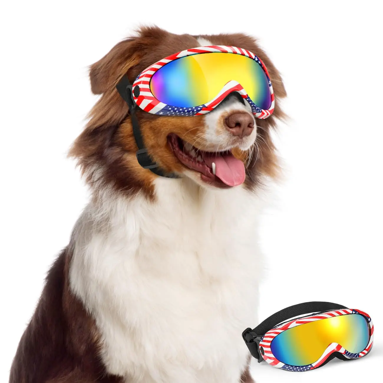 UV Dust Pro Protection Pet Glasses Eye Wear Colorful for Snow Beach Motorcycle Dog Goggles for Medium Large Breed Dog Sunglasses