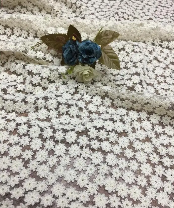 Lovely Baby Customized colorful Flower Embroidered Wedding French 3D Flower Beautiful Tulle Lace Fabric For Dress