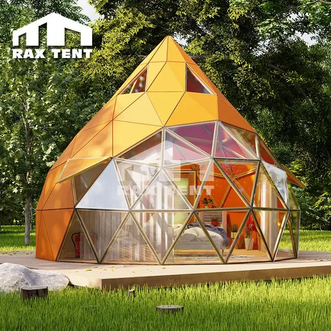 Luxury Geodesic Dome Tent for Glamping and Family Resort with Tempered Glass Bay Window