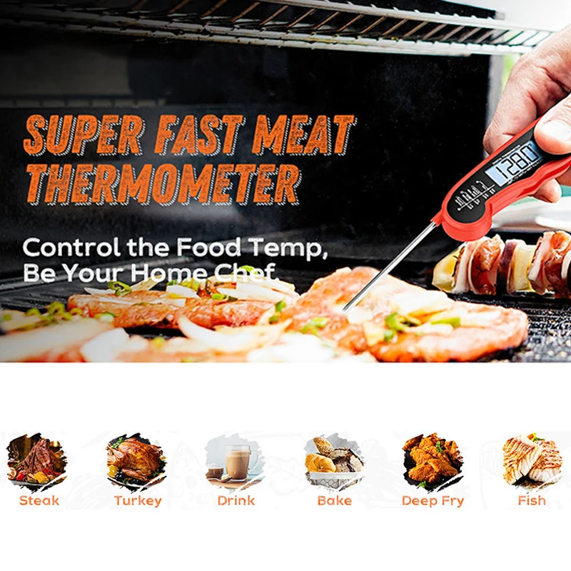 Bbq Meat Thermometers 180 degree automatic screen rotation Instant Read Digital Kitchen Wireless Food Thermometer