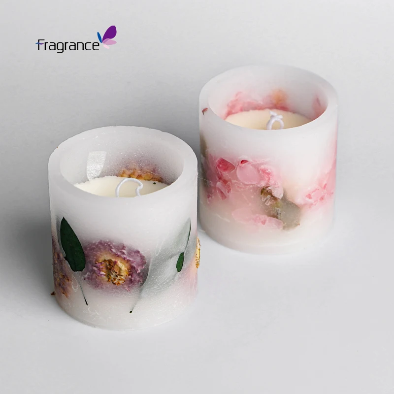 Scented Candle Flowers Scented Stone Candle Luxury Home Decoration Scented Soy wax Pillar Candles for home decoration gift sets