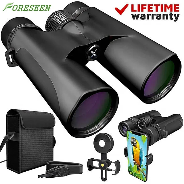 Foreseen amazon 10x42 Waterproof Lightweight Compact Prism Bak4 HD Binocular for Bird Watching Hunting Traveling with Smartphone