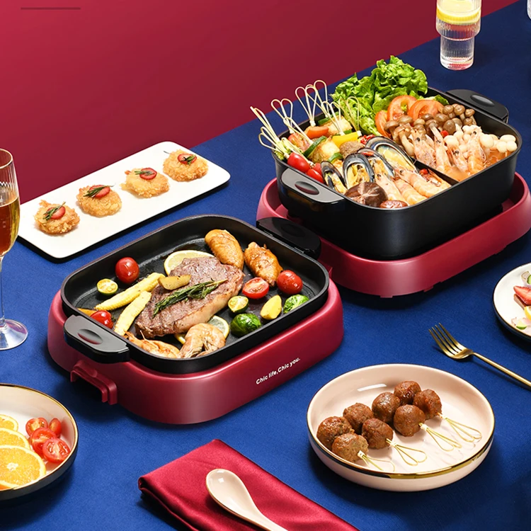 Складная квадратная многофункциональная Корейская сковорода нового дизайна с горячим горшком