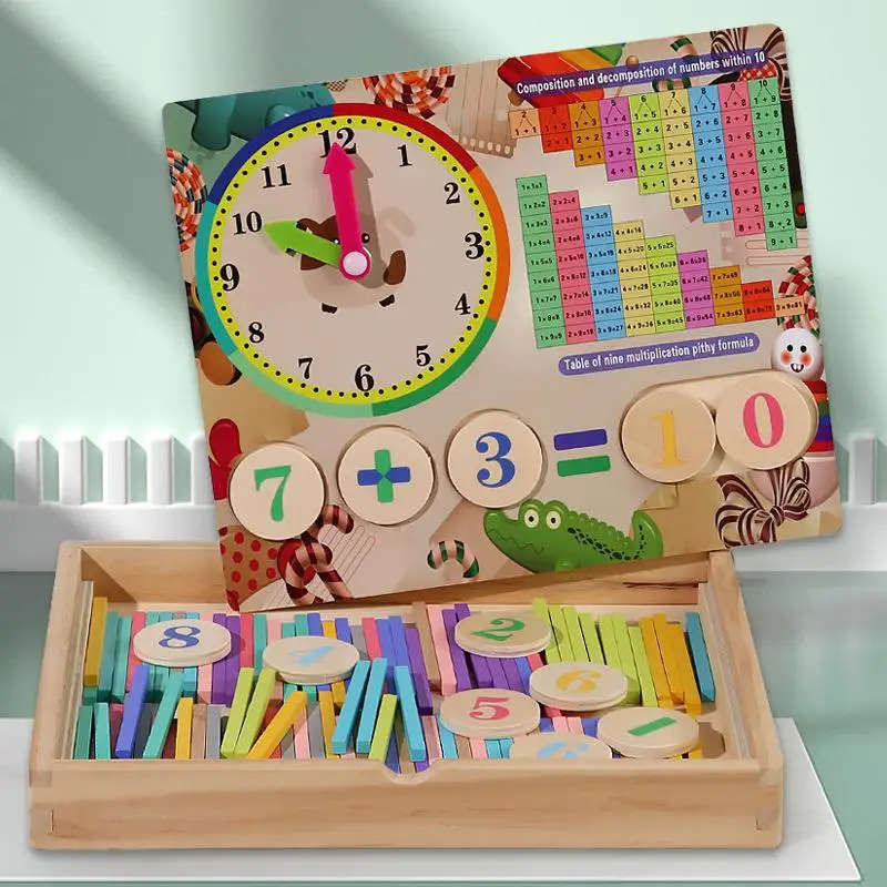 Hot selling children multifunctional arithmetic box early educational Wooden Math Toy For children Toddler Boys girls