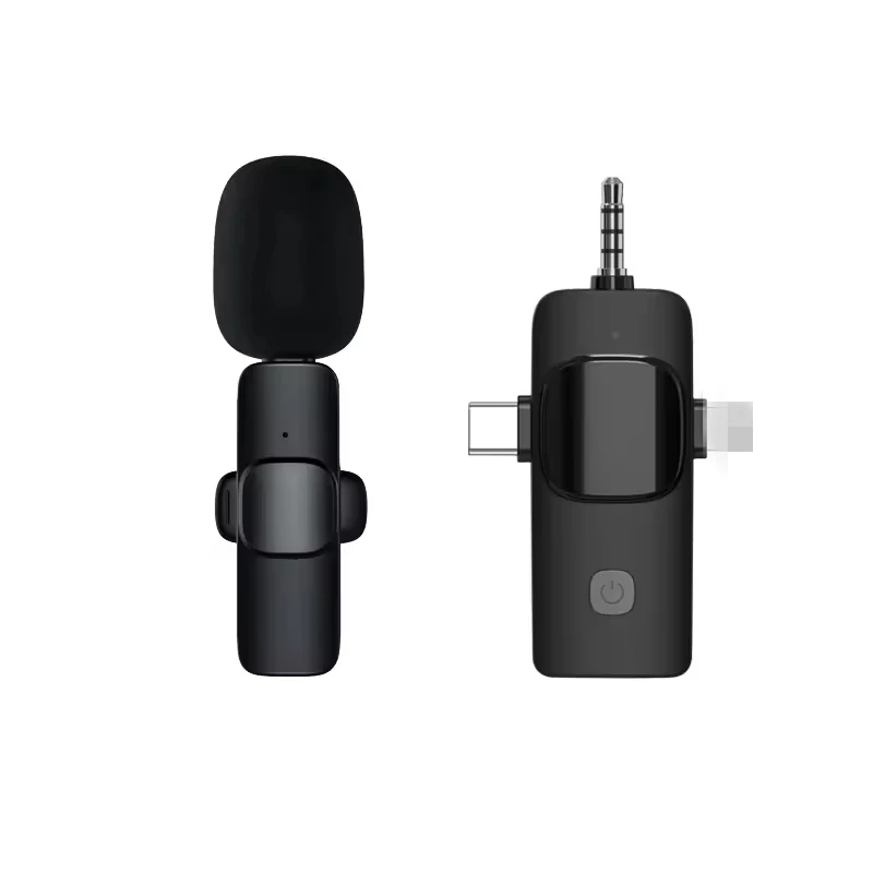 K15 3 in 1 portable wireless lavalier microphone for Mobile live streaming, outdoor shooting, short video recording