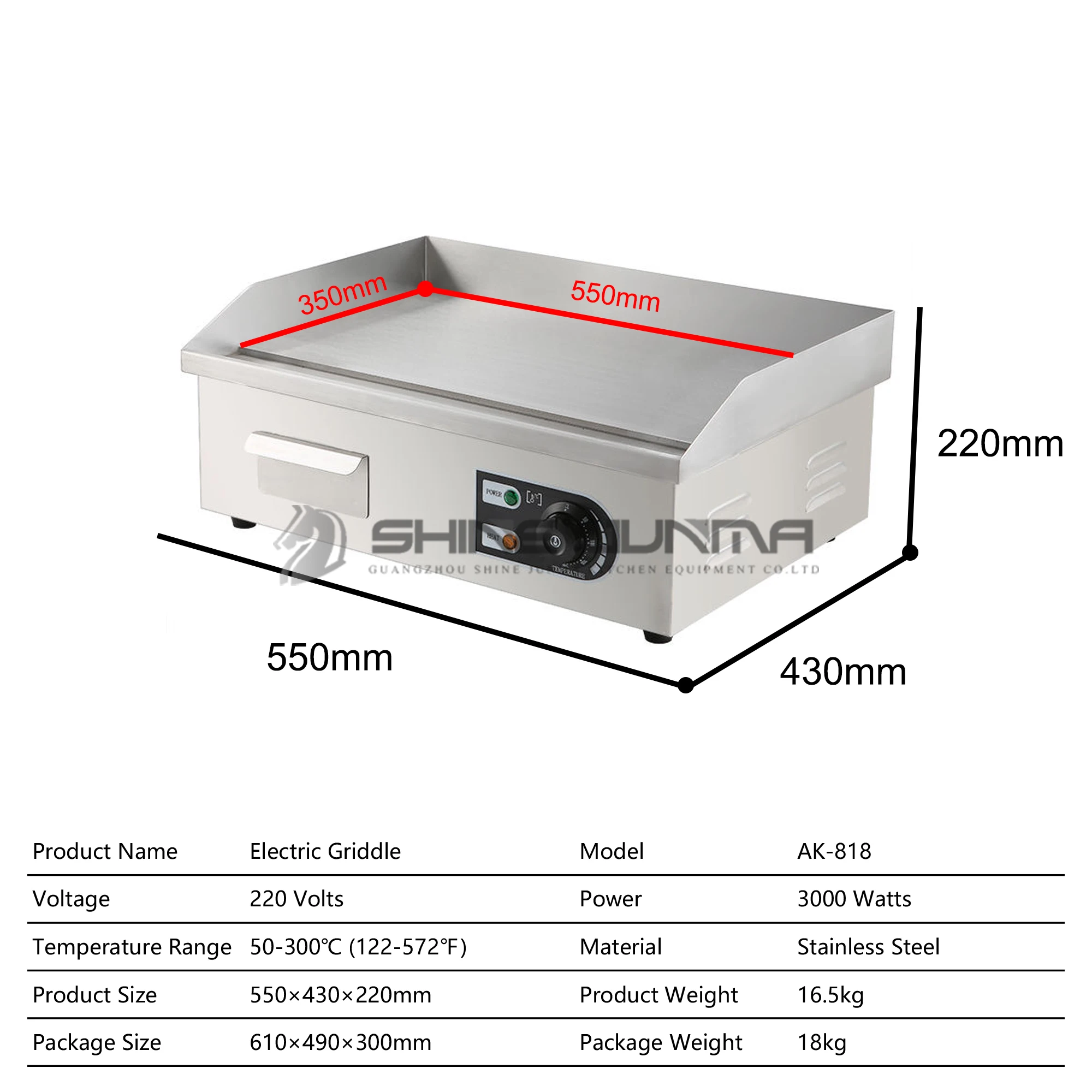 Commercial Restaurant Equipment Stainless Steel Table Top Flat Electric Barbecue Burger Grill Griddle