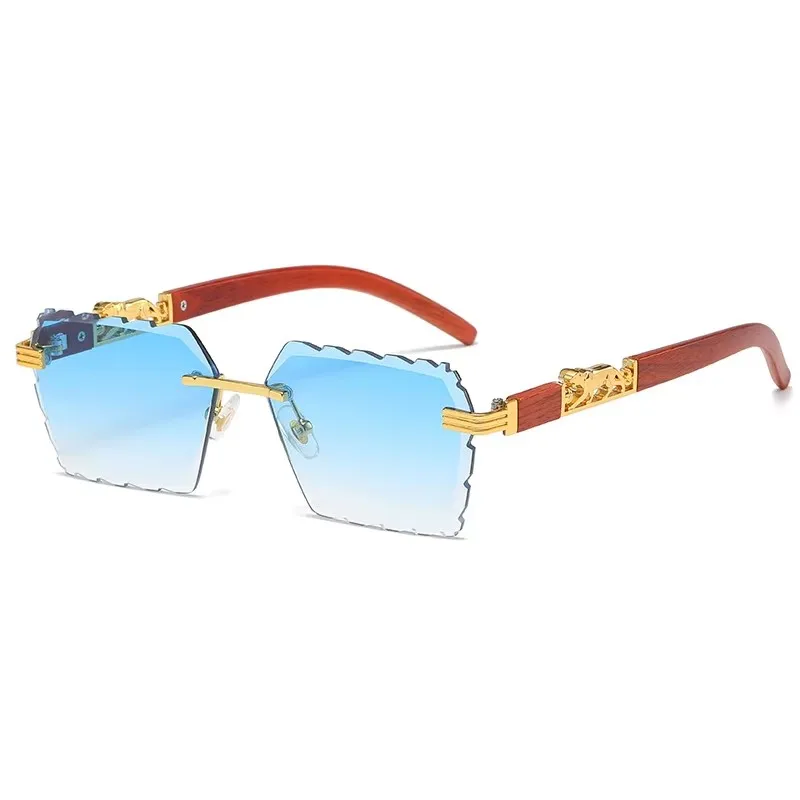 mens rectangular brown sunglasses rimless sunglasses uv400 protection women sun glasses men