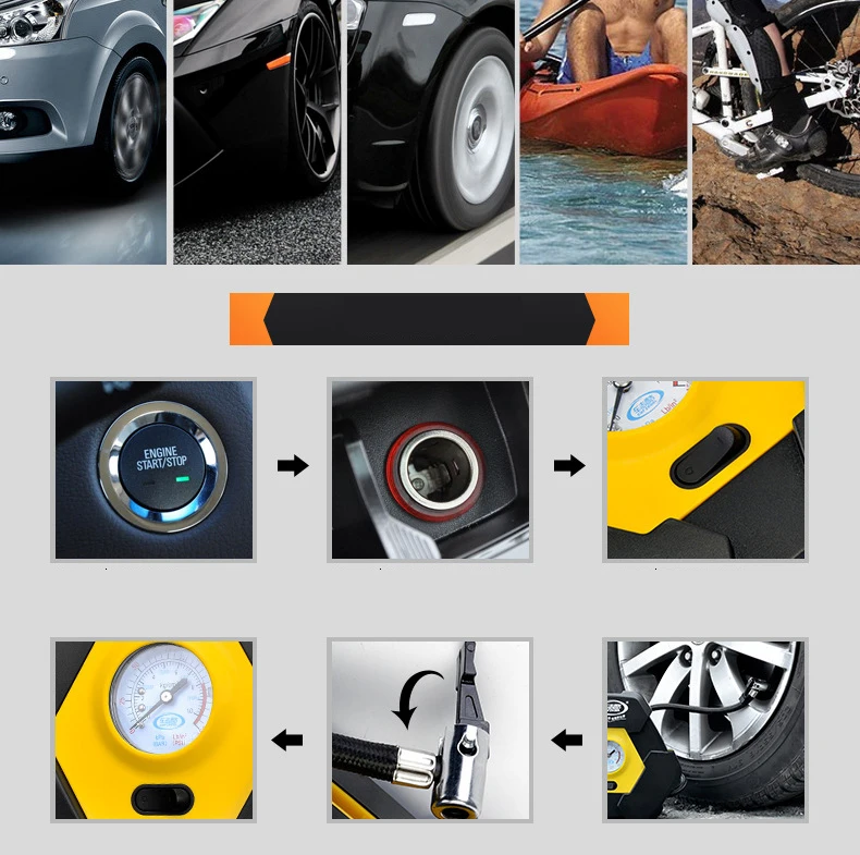 Double cylinder 12v Portable Automobile Multifunctional Lighted Portable Car Wheel Air Pump Car Tire Air Pump Air Car