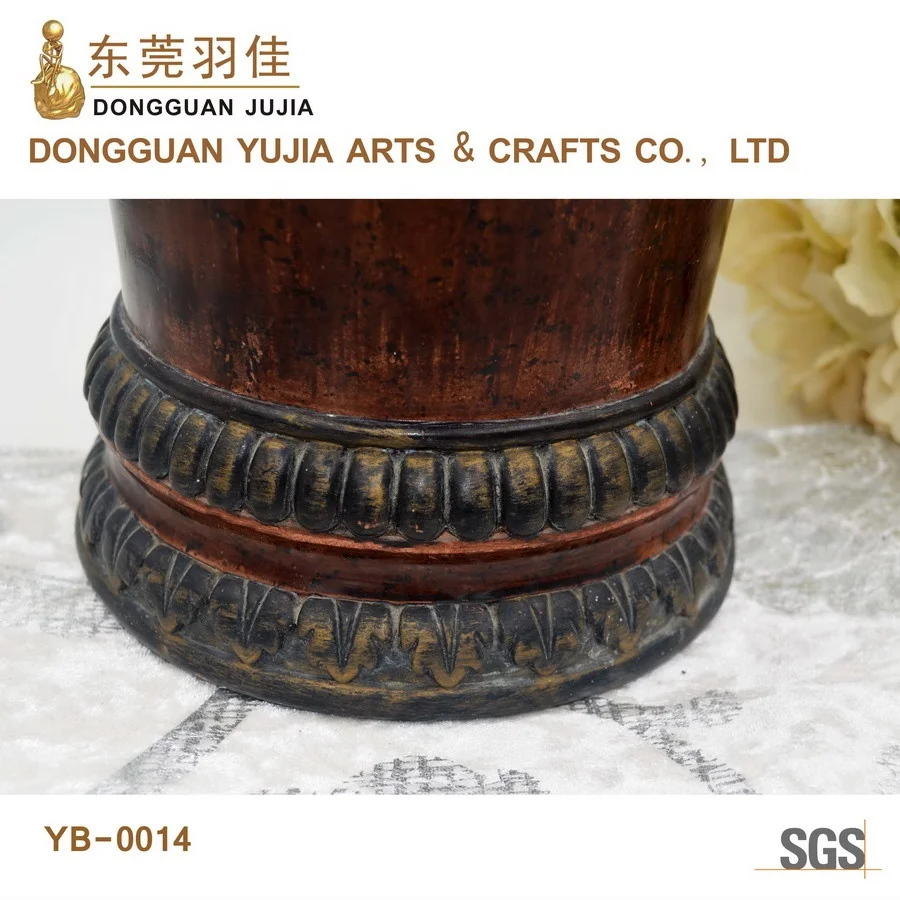 
Antique Black Decorative Resin Dustbin With Gold Flower 