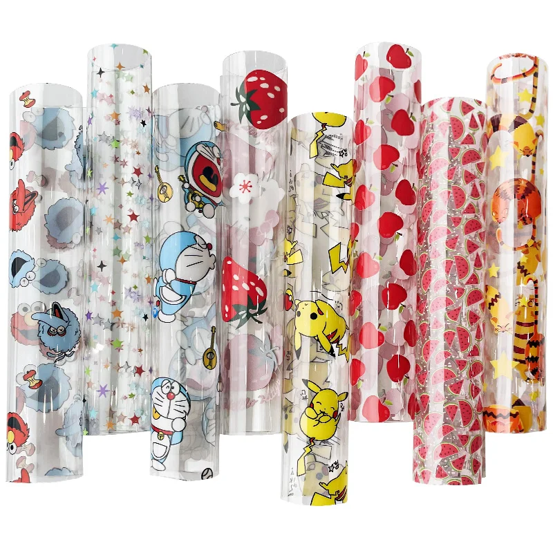 Custom UV Printing TPU  Plastic Cartoon Pattern Design Eco Friendly Transparent Vinyl Fabric Clear TPU Vinyl By The Yard