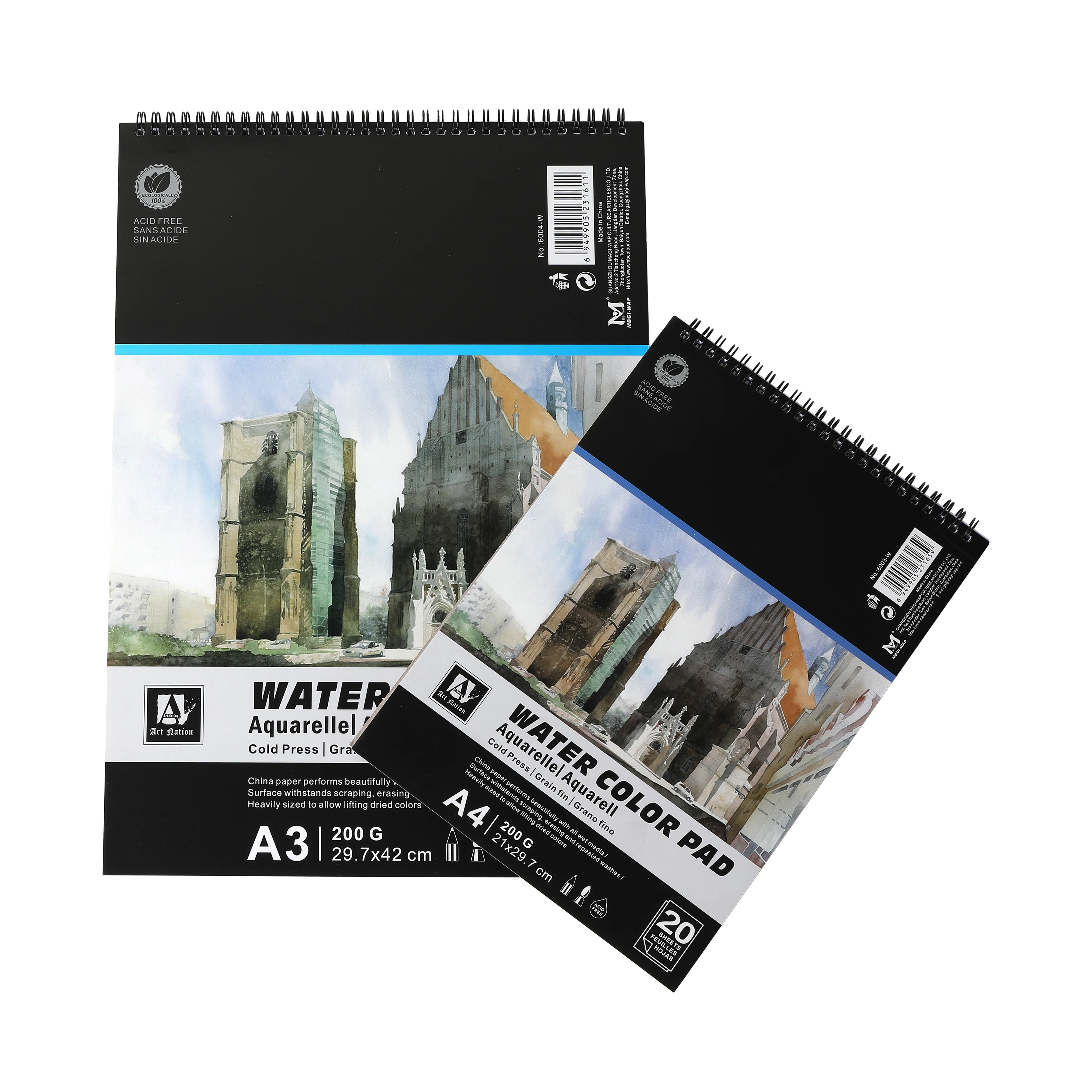Fine Art Water Color Pad A3 / A4 /A5 Sketching Pads 20 Papers 200 Gsm