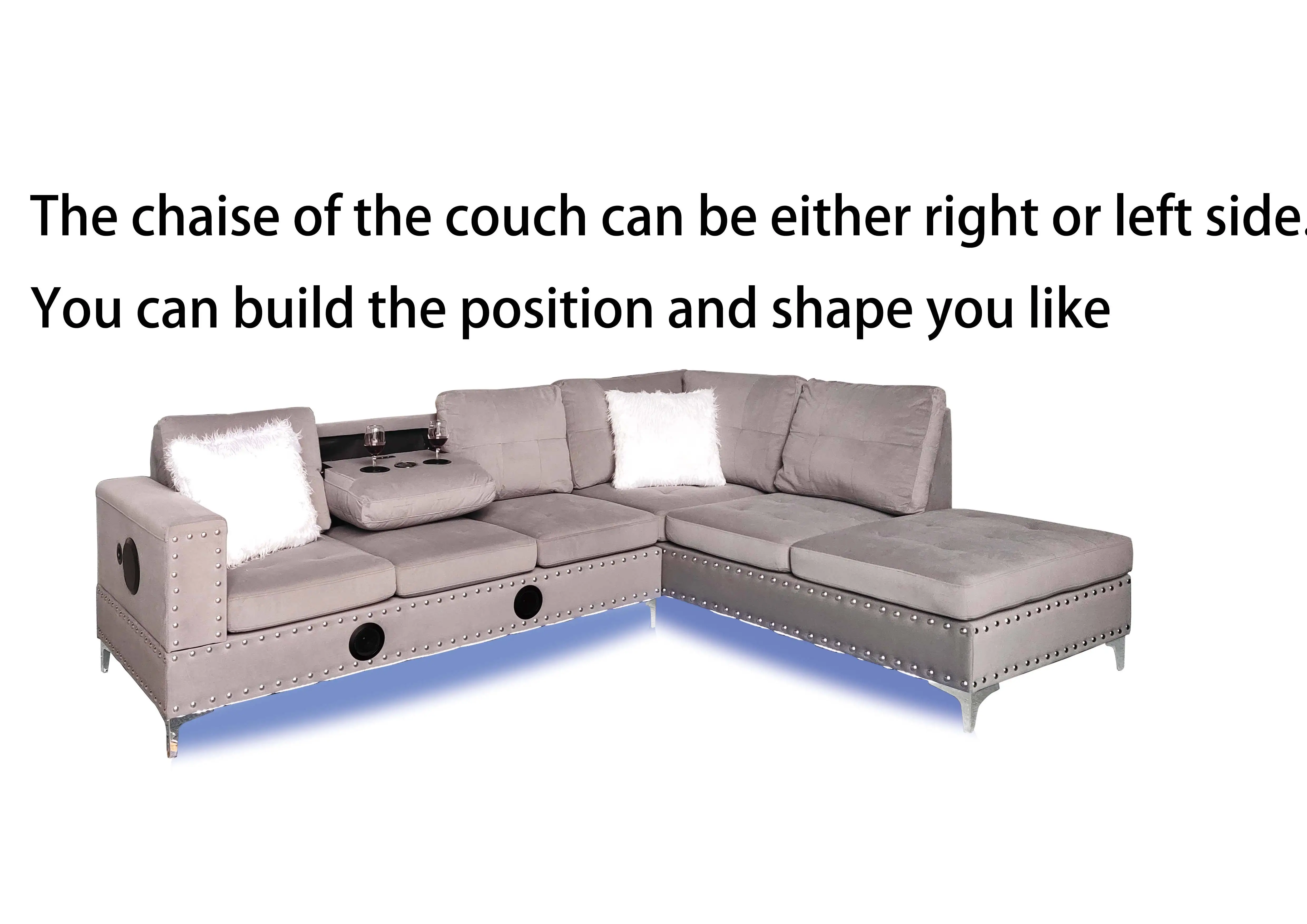 Good Price Automatic Modern Light Luxury Sectional Sofa living Room Furniture Black Grey Faux Leather Chesterfield Sofa