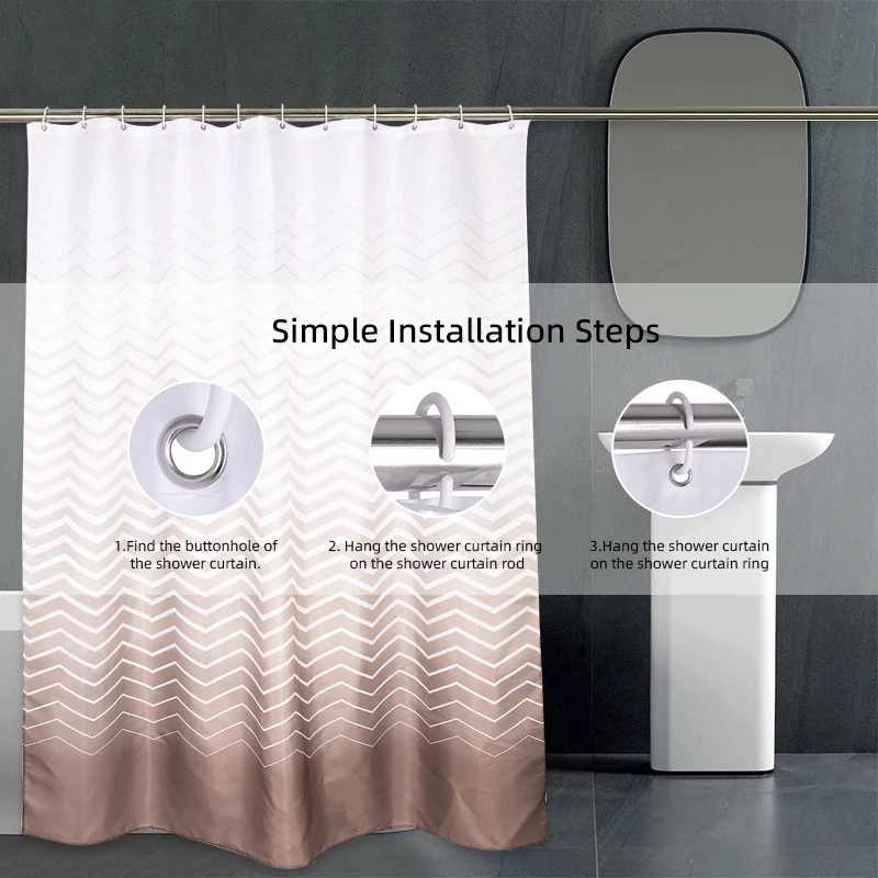 Hot sale on Amazon Shower Curtain Gold Print Gradient Color Bathroom Curtain Polyester Fabric Shower Curtains For Bathroom