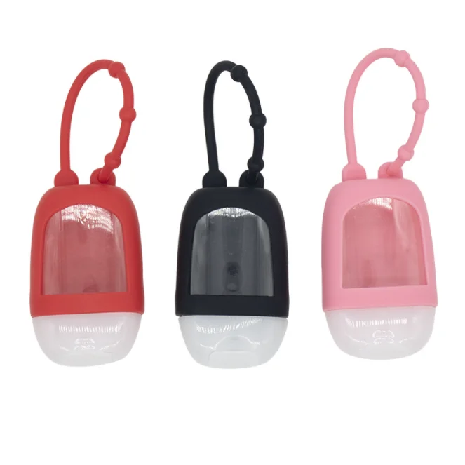 Promotion Portable Silicone 1oz Alcohol Gel Perfumer Bottle Cover Keychain Silicone 30ml Mini Pocket Hand Sanitizer Holder Case