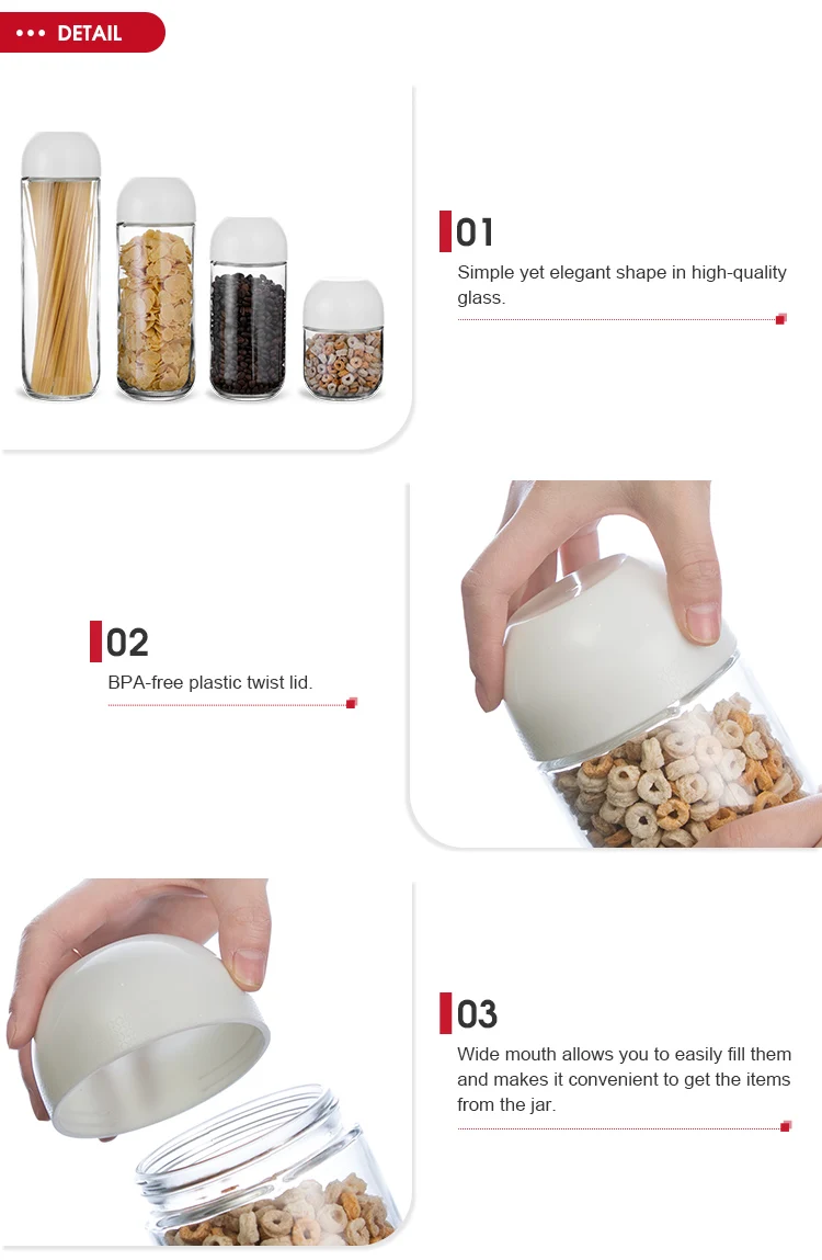 3 Pcs Storage Jar Set Soda-lime Glass stash pantry storage canning canister jars flip lid food clear glass jar for keep fresh