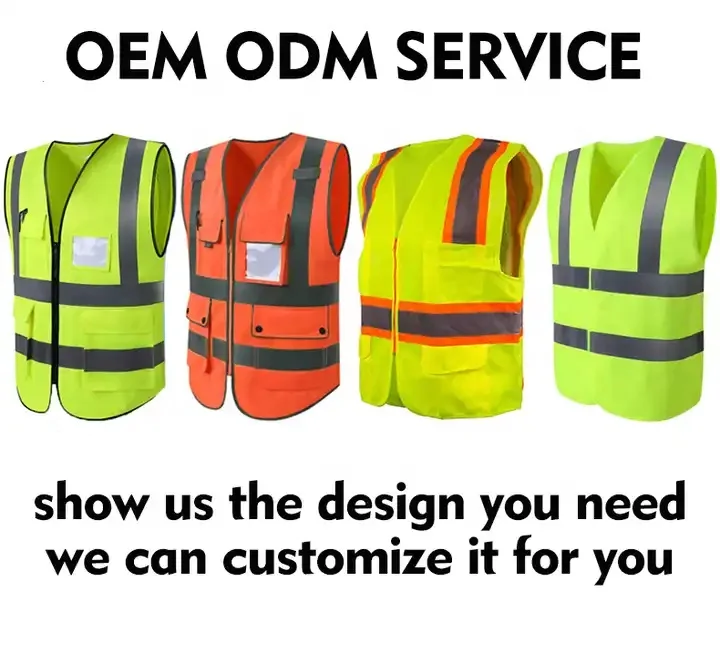 HCSP Security Jacket Construction High Visibility Multi Pockets Colorful Reflective Safety Work Vest