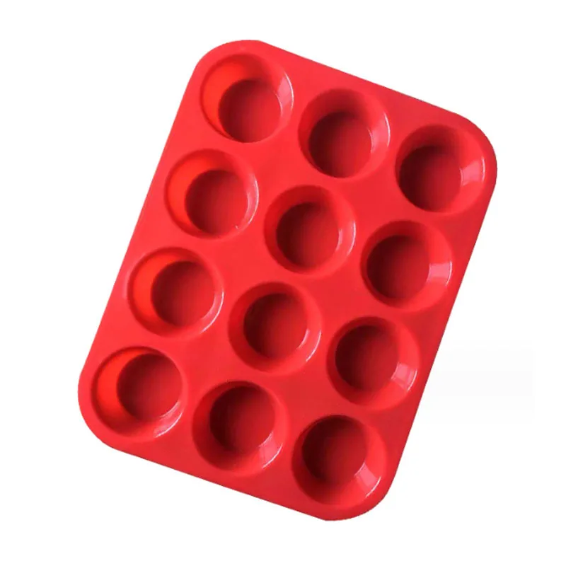 Popular 12pcs Cupcake Silicone Cake Mold Food Grade Silicone Baking Mini Cake Silicone Mold