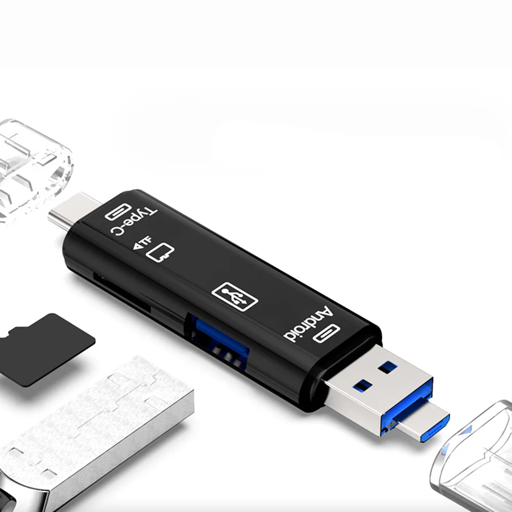  Type-C/micro USB кард-ридер адаптер 5 In1 мульти Micro Tf/Sd 2 0 черный белый NST-CR01 newsinte портативный