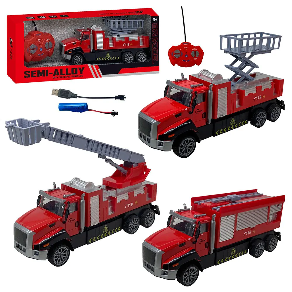 1:48 4ch radio control Fire Engine rc alloy diecast car with light