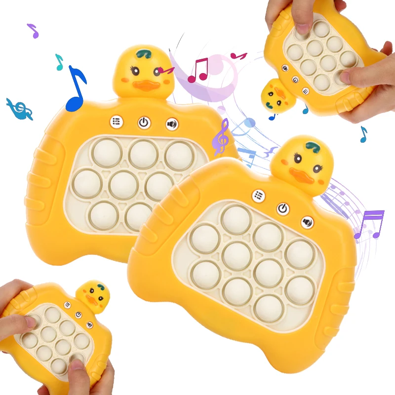 Custom Little Yellow Duck Fidget Electronic Light Up Console Toy Relieve Stress Quick Speed Push Education Game Children
