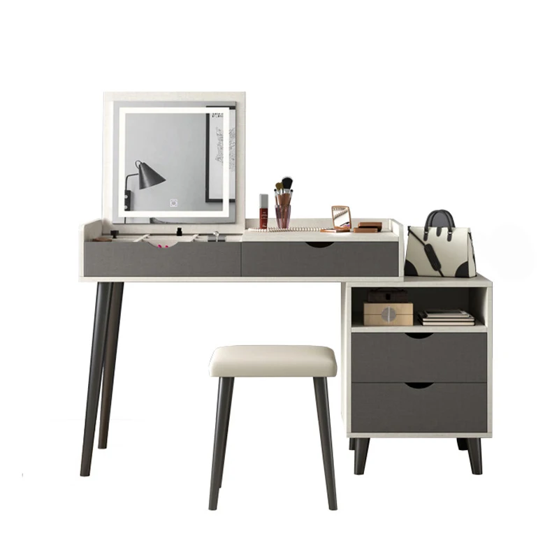Modern Adult Nordic Bedroom Solid Wood Makeup Desk Vanity Table Small Mirror Dresser Dressing Table For Girls