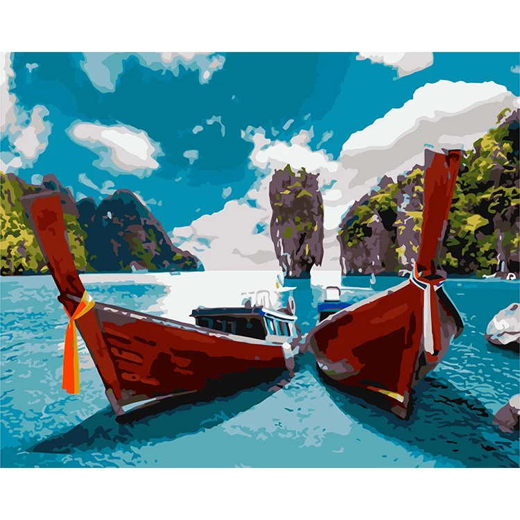  paint by numbers diy oil paint art boat easy paint by numbers for adults