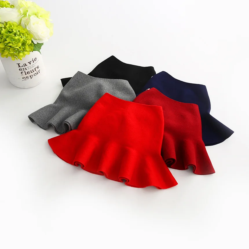 Toddler Girl Knitted Solid Skirt Children Girl  Cute Ruffle Fish Tail Skirt for Winter Fashion Girl Clothing