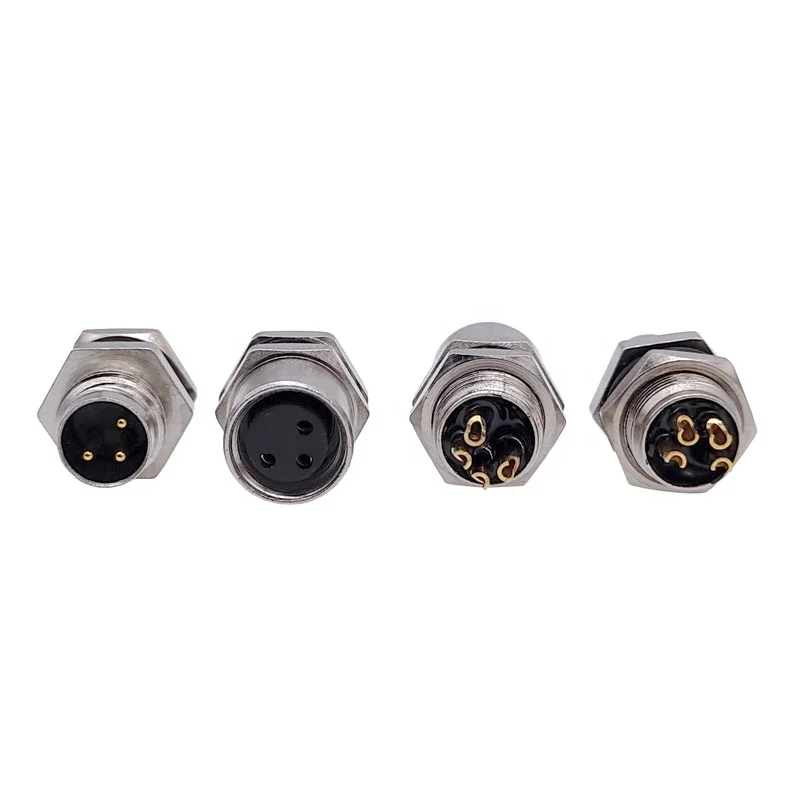 Threaded Coupling Male&Female 3 4Pin A Type Panel Back Mount Waterproof Flange Socket M8 Sensor Connector