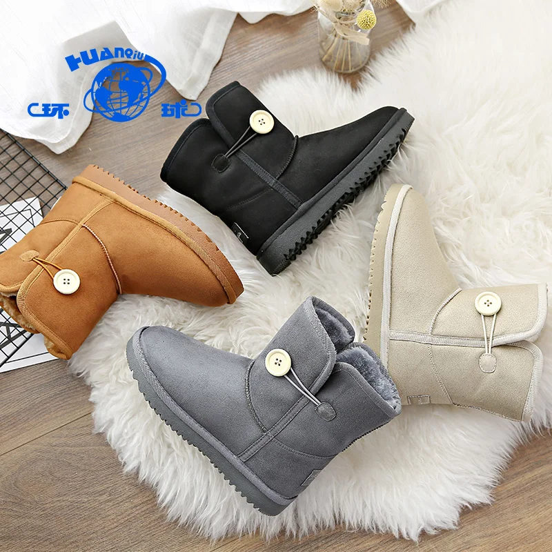 
Y2137 HUANQIU Classic Microfiber Winter Warm Short Shearling Snow Boots For Women 