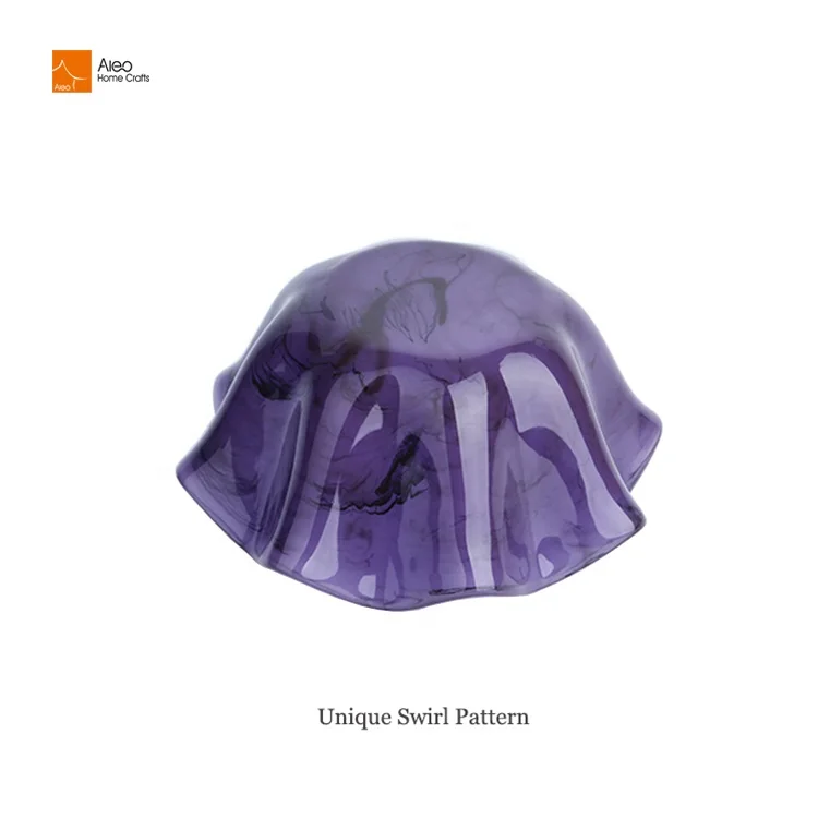 Sustainable Polyresin Purple Swirl salad Platter Western restaurant tableware set Handmade vegetable and fruit salad bowl