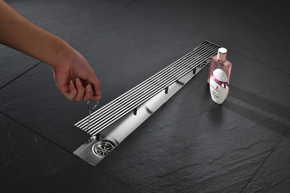 All copper straight shower waste gate shower drainer floor drain hair pump with square hole cover grille, suitable for bathrooms