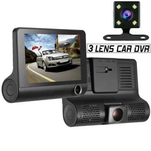 12 В Автомобильный видеорегистратор HD 1080P 3 объектив камеры тире видео регистраторы заднего вида Cam