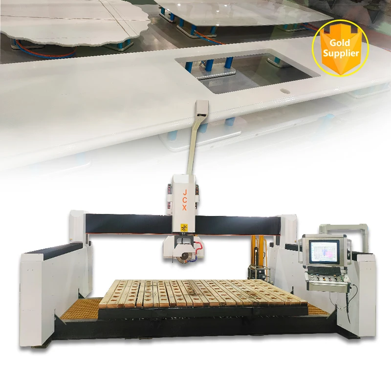 JCXstone Cnc Router 5 Axis Granite Bridge Saw Stone Cnc Engraving Cutting Glass Cutter 5 Axis Stone Cutting Machinery