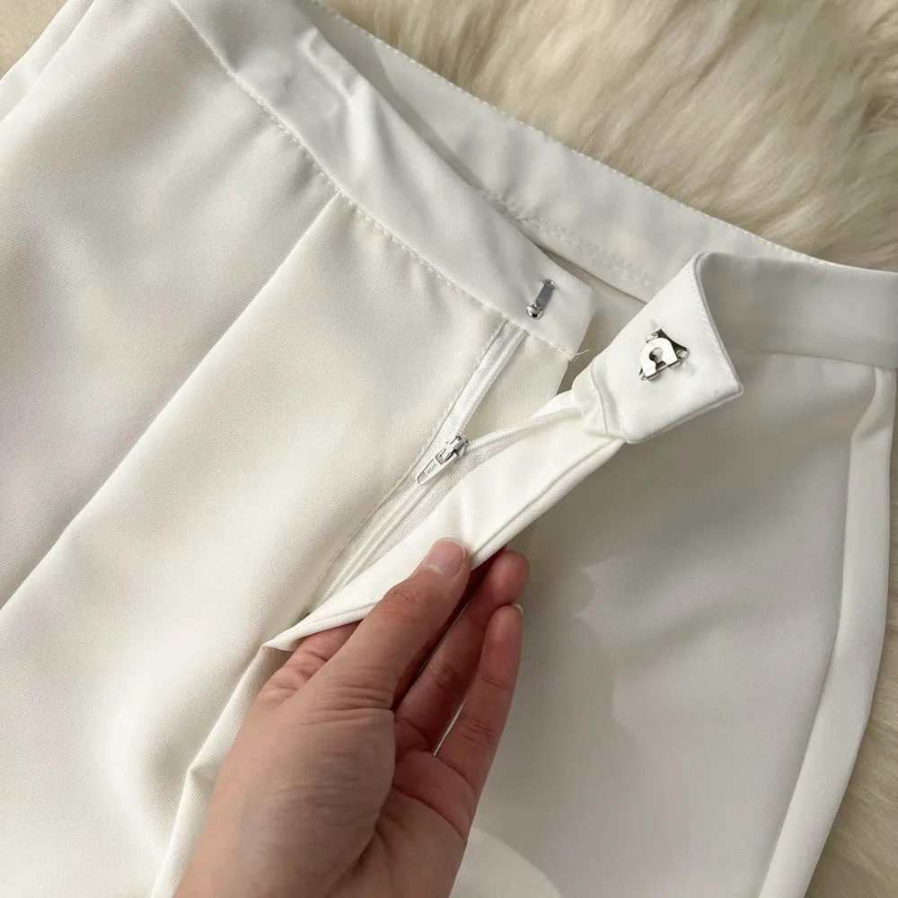 Irregular stitching flared pants female design sense niche high waist slim slim straight tube casual wide leg pants