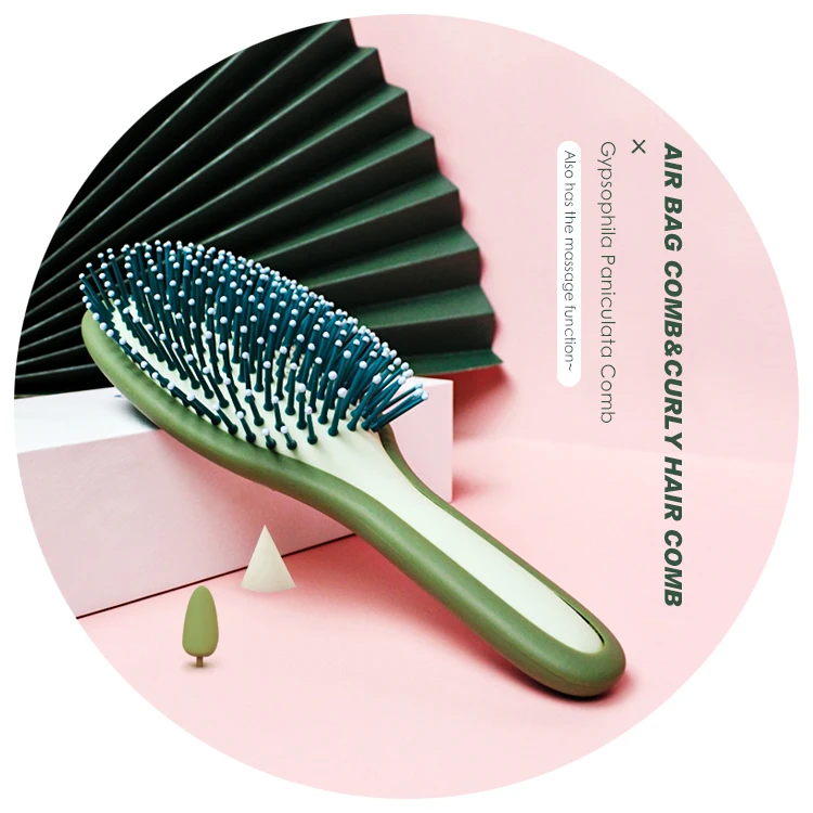
Light Green Hair Air Cushion Brush Customized Logo For Woman Teasing Hair Brush 