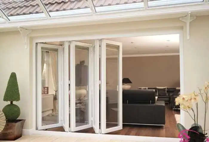 Glass Patio Door High Quality Upvc Folding Kitchen PVC Foldable Customized Exterior Thermal Insulation Wooden Doors with Glass