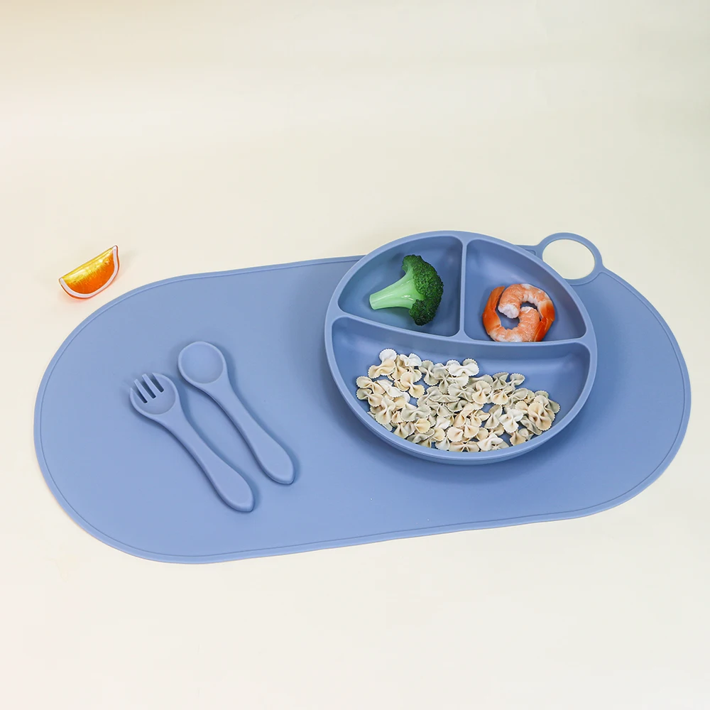 Custom Silicone Kids Tableware Suction Bowl Bib Children Baby Cutlery Training Spoon And Fork Plate Sippy Cup Bibs Feeding Set