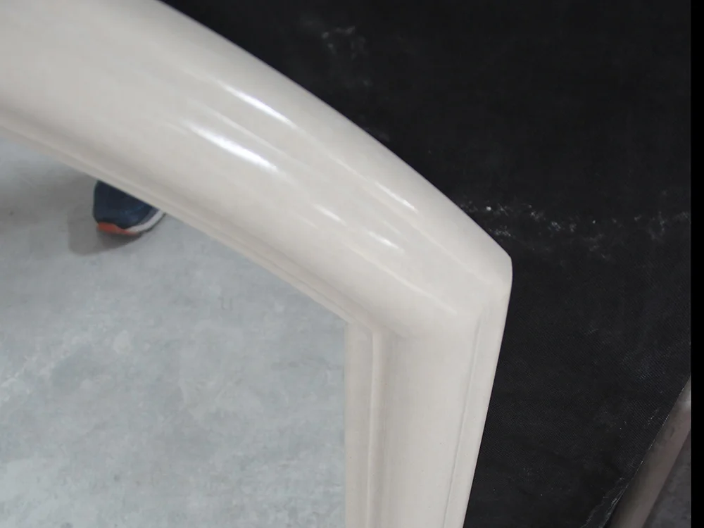 Ivory Pearl Polar White Grey Micro Marble Artificial Stone Fireplace Arched Overmantel with Mirror