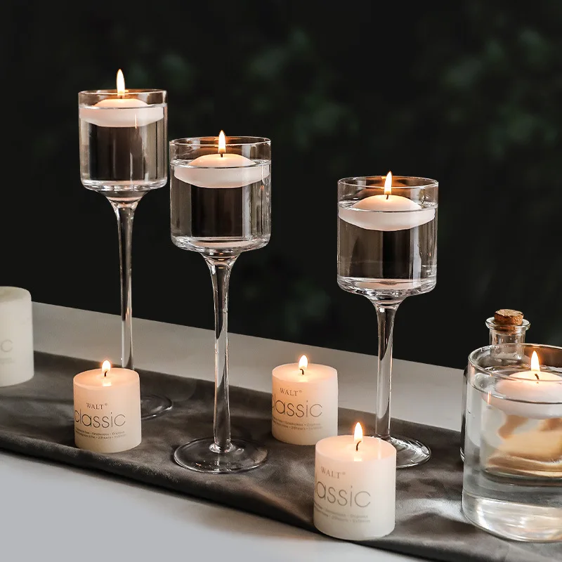 Glass Cylinder Candle Holder Tall Glass Candle Holder Table Clear Candlestick Cup Glass containers for candles Wedding Decor