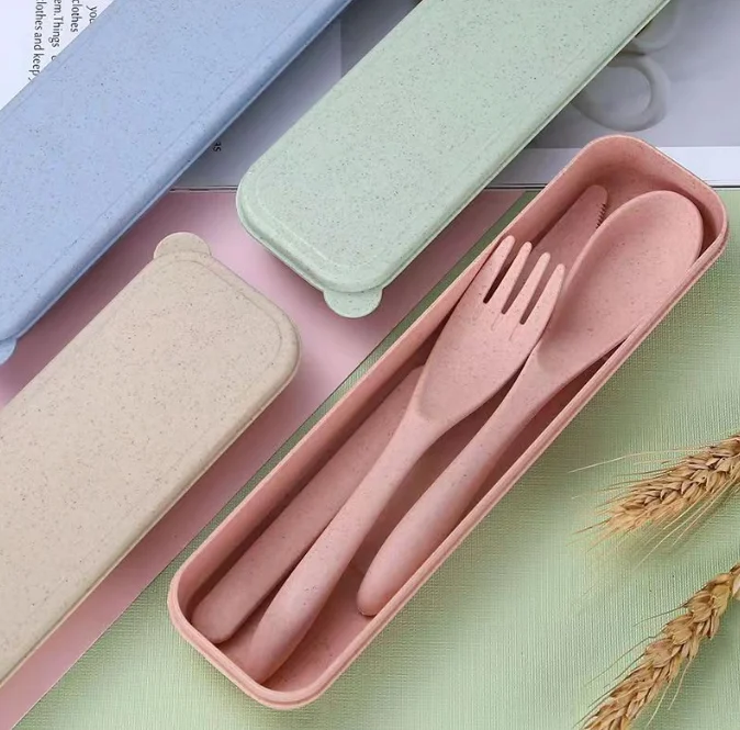 Eco Friendly Travel Utensil Set Wheat Straw Cutlery