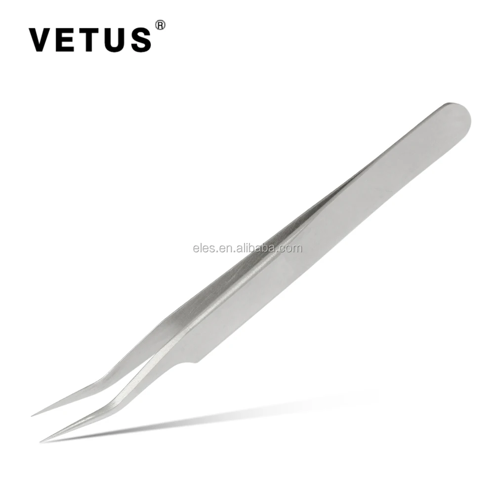 Vetus Tweezer Stainless Steel Non-magnetic Curved Pointed Tip Precision Eyelash Eyebrow Extensions Lashing Tool 5B-SA